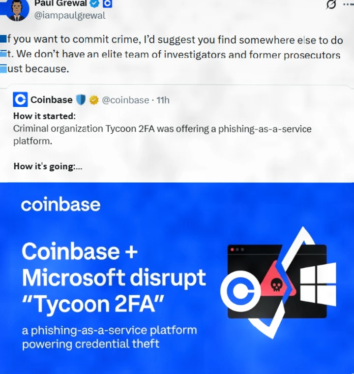 Coinbase、微软与欧盟警方联手摧毁大型钓鱼平台Tycoon 2FA插图1