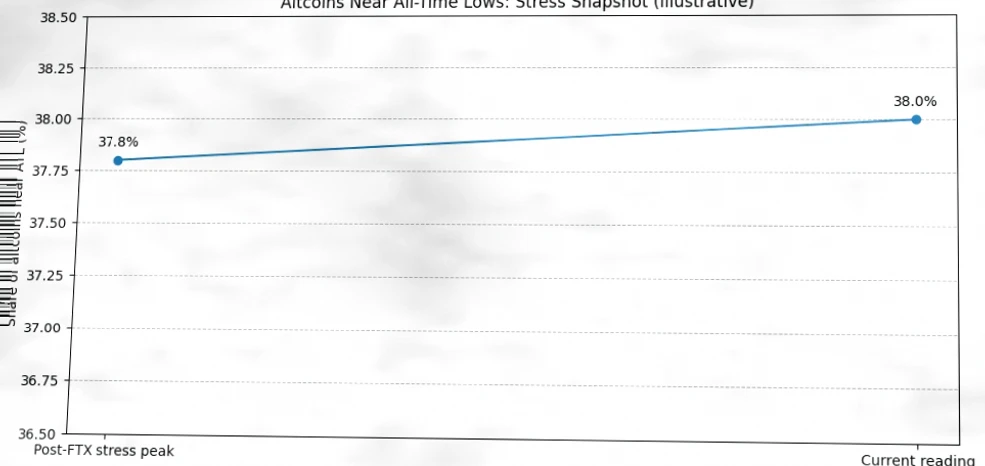山寨币承压至历史低位附近，38%代币逼近极端低点插图