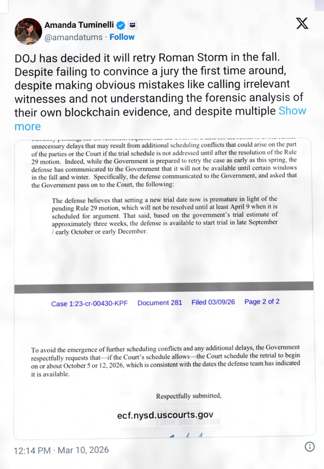 美国检方要求重审Tornado Cash联合创始人Roman Storm插图