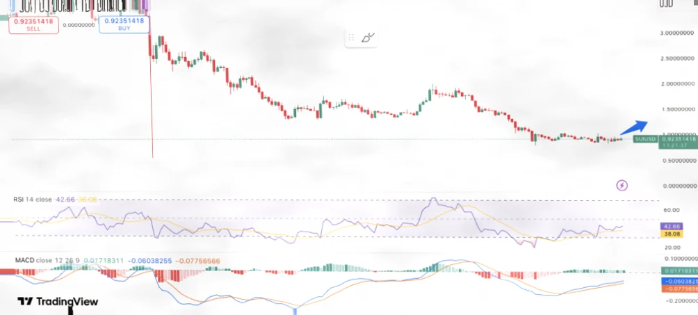 SUI价格企稳反弹在即，技术面信号指向$1.02关键阻力插图1