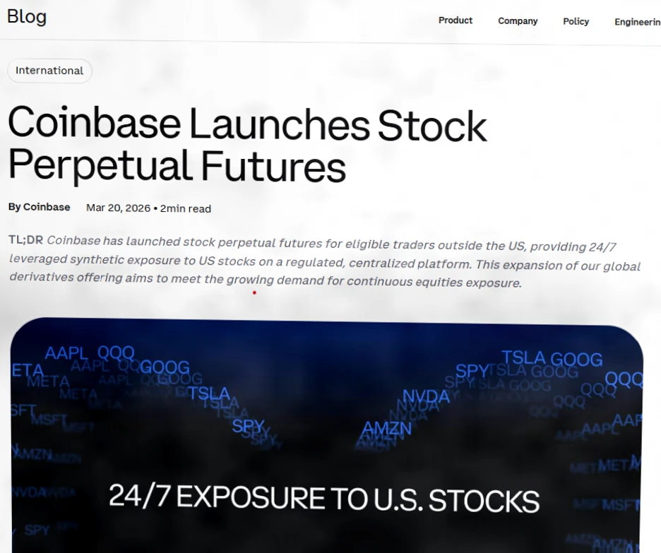Coinbase面向非美用户推出全天候股票永续合约插图