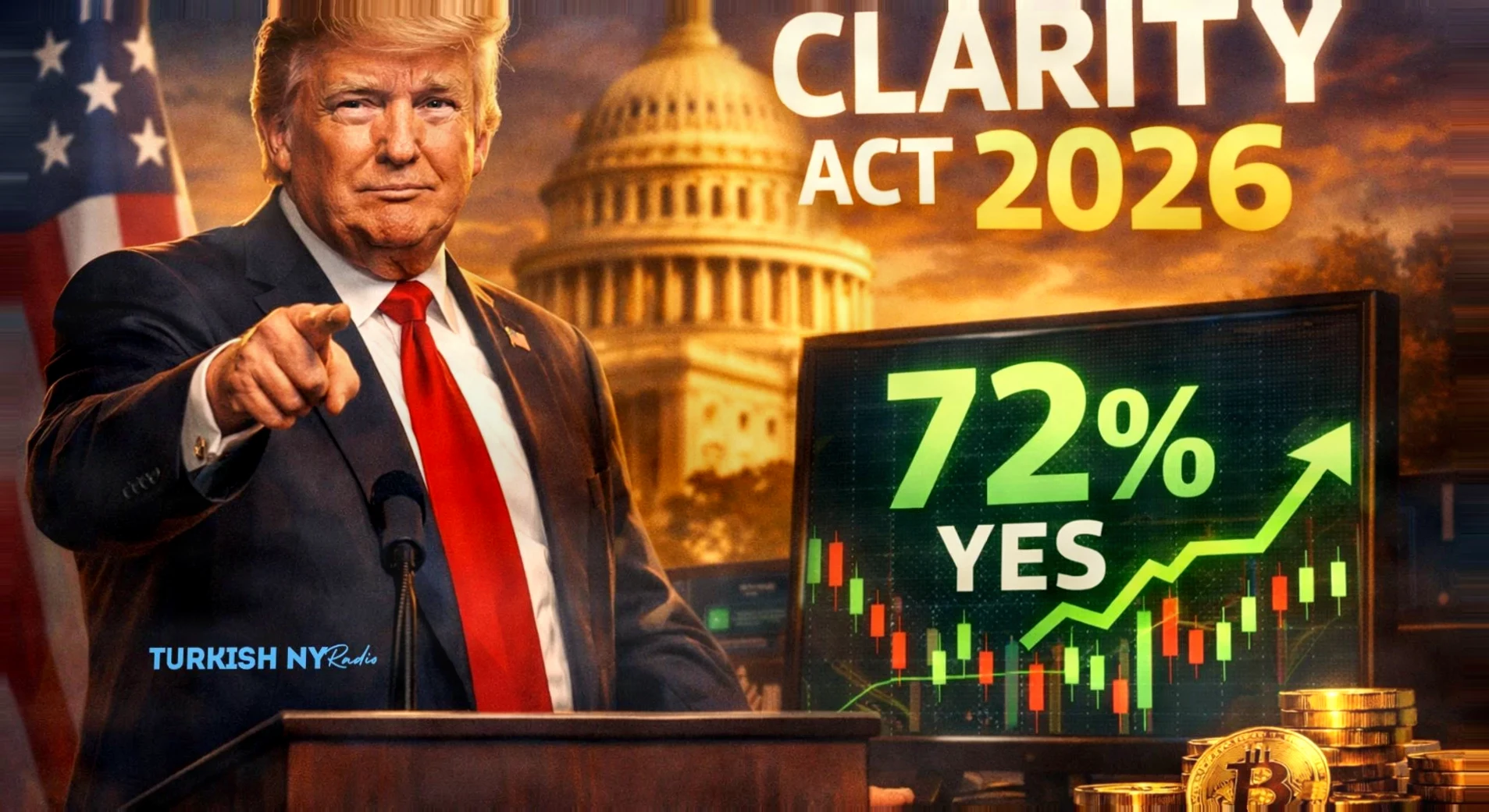 CLARITY Act 2026立法概率升至72%,特朗普推动下加密监管迎来关键窗口