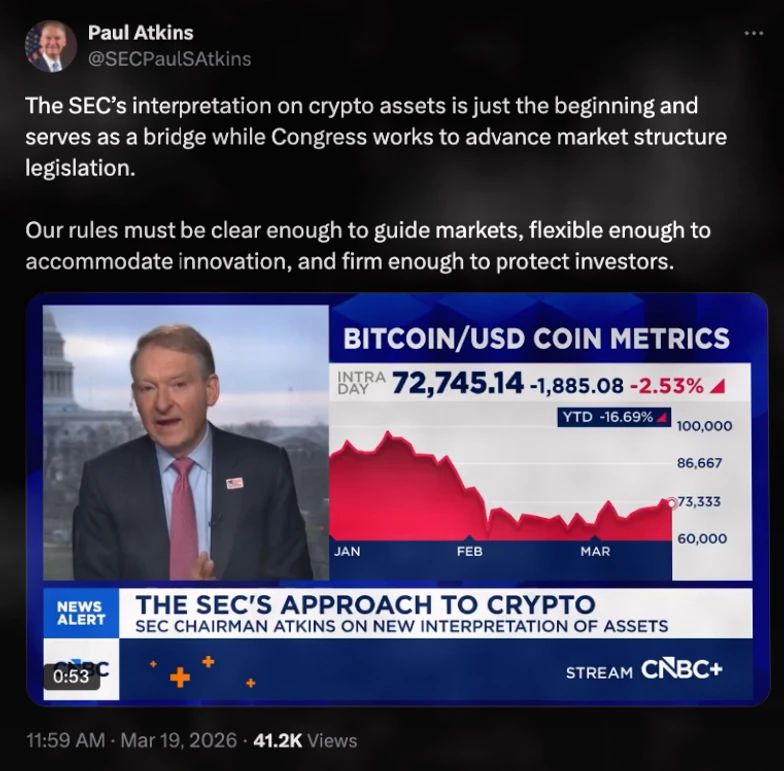 SEC对加密货币法律的解读： Atkins称其为“开始而非终结”插图