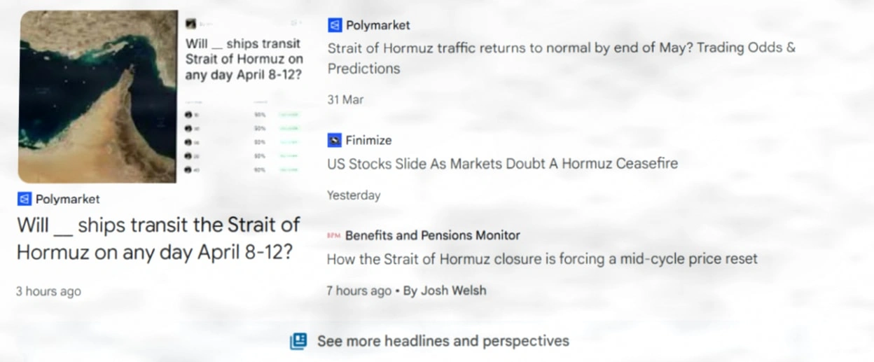 Polymarket Betting Market Briefly Appears in Google News Before Being Removed插图